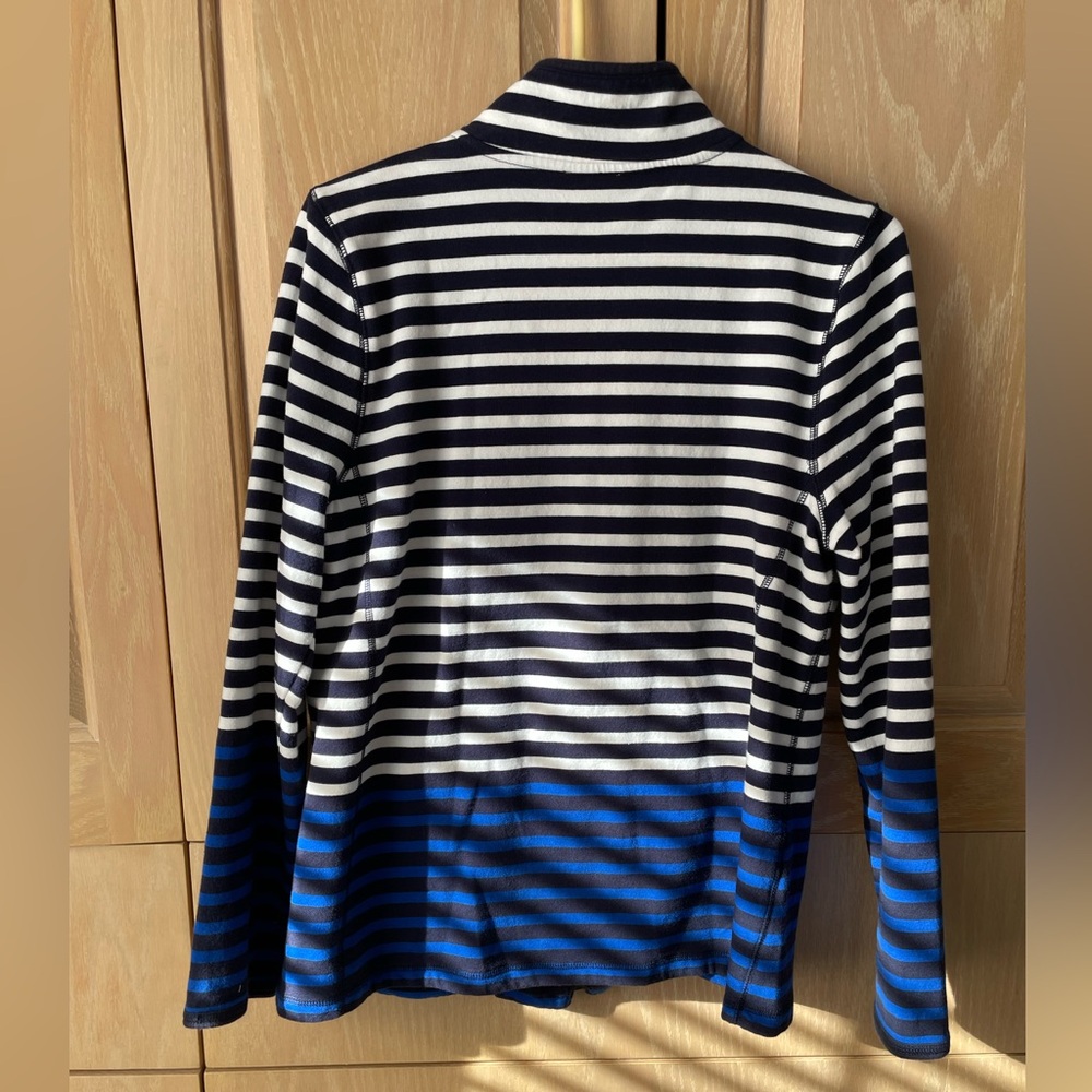 Talbots Navy and White Striped Knit Jacket - Picture 2 of 2